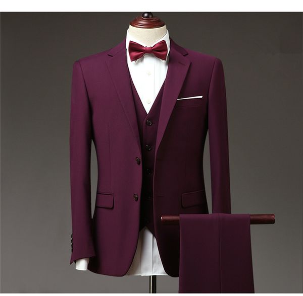 

classic notch lapel wedding tuxedos slim fit suits for men groomsmen suit three pieces prom formal suits (jacket+pants+vest+tie) w28, Black;gray