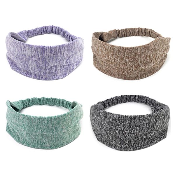 

elastic sport headband fitness yoga sweatband outdoor gym running tennis basketball wide hair bands athletic men women, Yellow;black