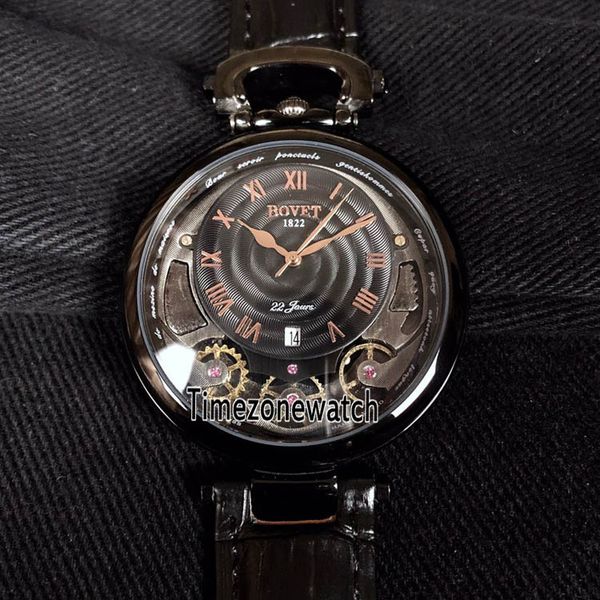 

bovet amadeo fleurier grand complications virtuoso skeleton tourbillon automatic pvd steel black dial mens watch leather timezonewatch 01d4, Slivery;brown