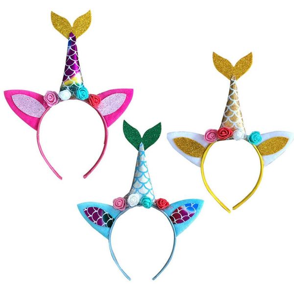 LED Glühen Meerjungfrau Einhorn Stirnbänder für Mädchen Frauen Party Kostüm Kostüm mit Glitzer Haarbänder Thema Geburtstag Geschenke Geschenke