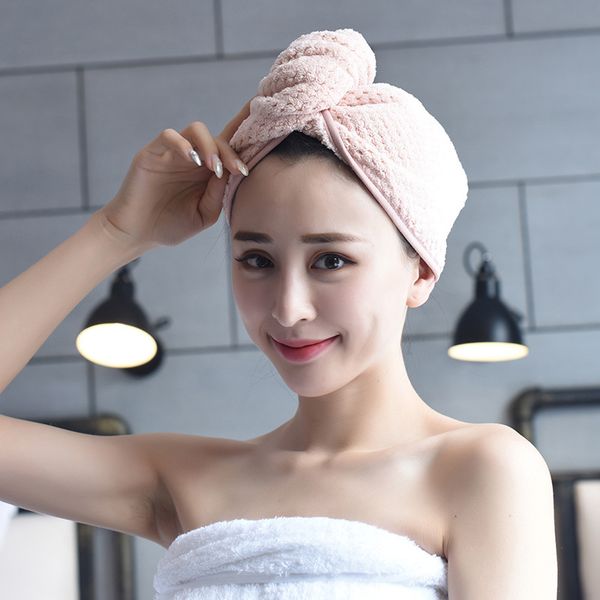 

soft coral super absorbent shower cap quick-drying towel turban towel for adults kids lxy9