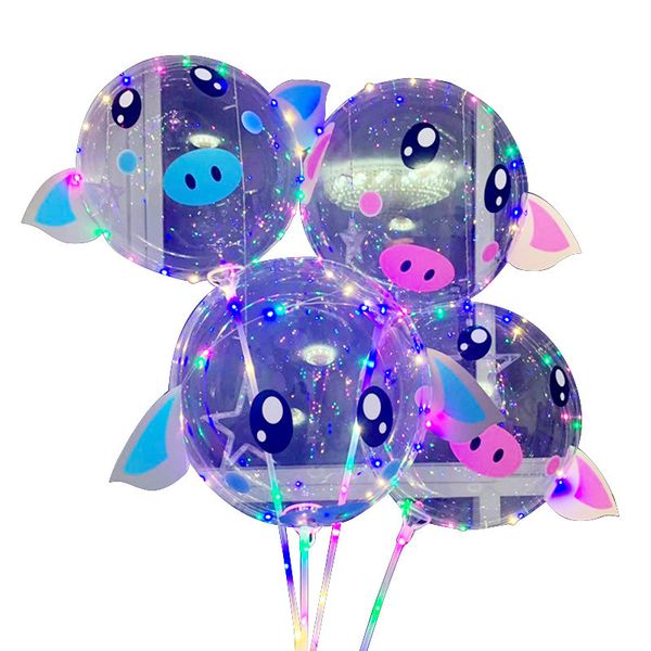 

2019 valentine's day led bobo balloon cartoon piggy balloons with handle luminous balloon balls for birthday wedding party supplies 7 c