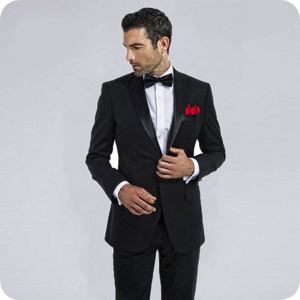 

custom black suits for groom wedding tuxedos men suits man blazer peaked lapel 2piece evening party handsome groomsmen wear jacket pants, Black;gray