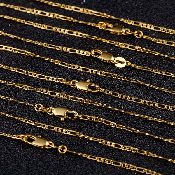 

2mm gold figaro chain necklaces for men women 3:1 flat design figaro jewelry fashion diy accesories gifts 16 18-30 inches, Silver
