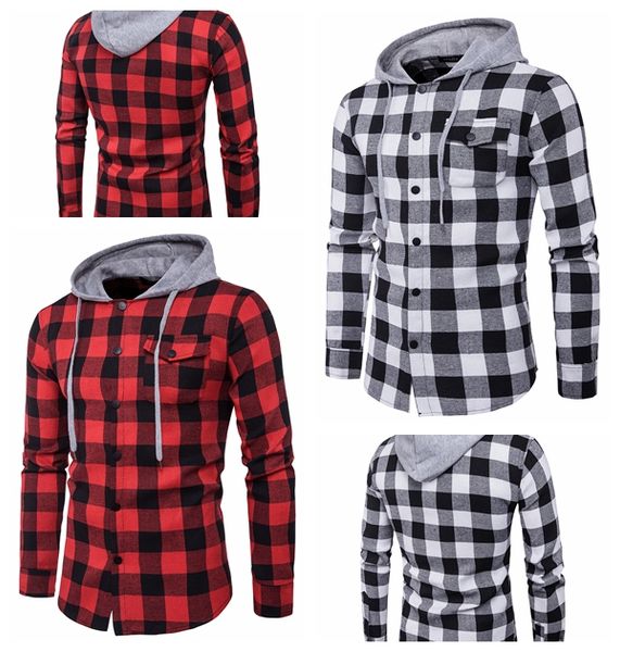 

мужская рубашка с капюшоном с длинным рукавом повседневная уличная одежда верхний левый передний карманный украшения мальчики девочки с капю, Black