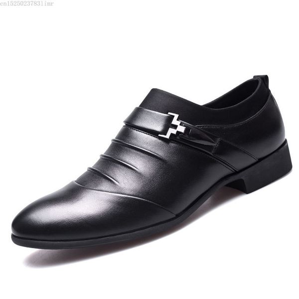 

2019 pu leather men dress shoes formal wedding party shoes for men brogue men's oxfords formal, Black