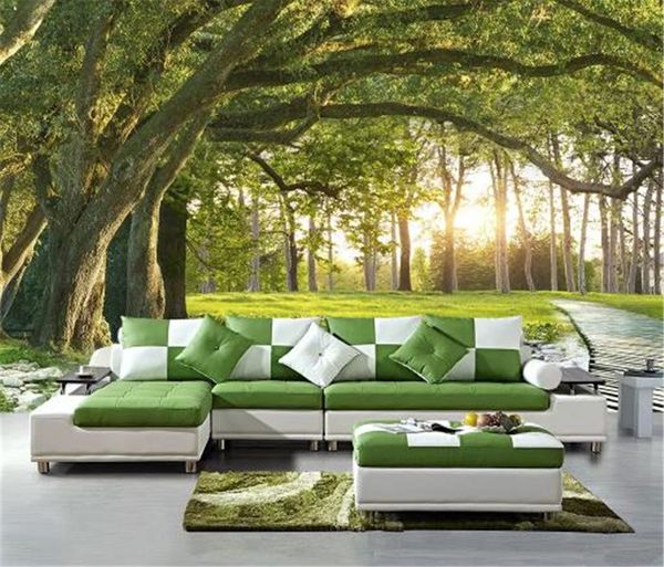 Пользовательские любой размер фрески обои зеленый большой дерево лесопарк 3d пейзаж обои украшения крытый изысканный влаги обои