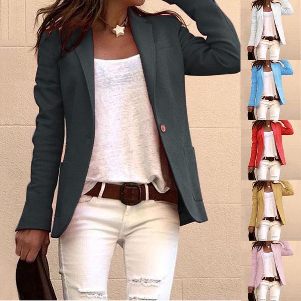 

new fashion 2020 designer blazer jacket women's lapel cloak long coat blazers ladies casual slim office suit outwear#g40, White;black