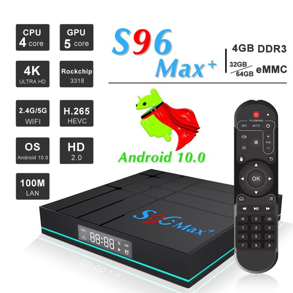 

Новый S96 MAX Plus Android TV Box 10,0 4GB 32GB 64GB 2.4G 5G WiFi Bluetooth VS H96 MAX Smart TV коробка