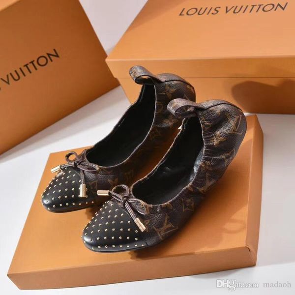 

18ss женщины весна балетки из натуральной кожи балерина люкс женской обуви конструкторы причинной нескользкие на серебро бездельник обуви дл, Black