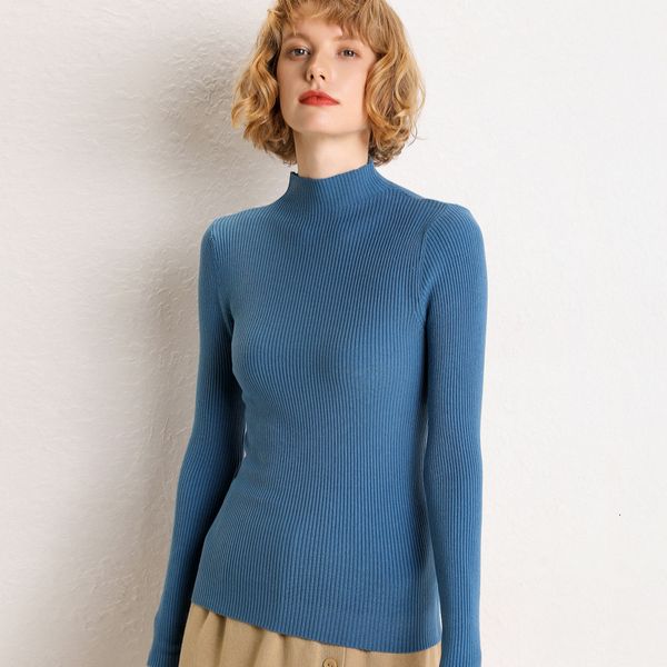 

women's mid-high collar sweater new thin sweater underwear long sleeve shirt in winter 2019, Black