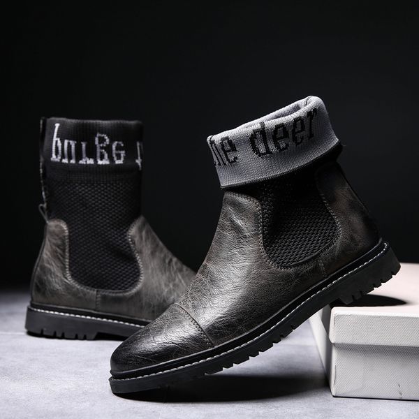 

cimim brand winter men high help boots new fashion outdoor large size trend boots luxury comfortable non-slip casual shoe, Black