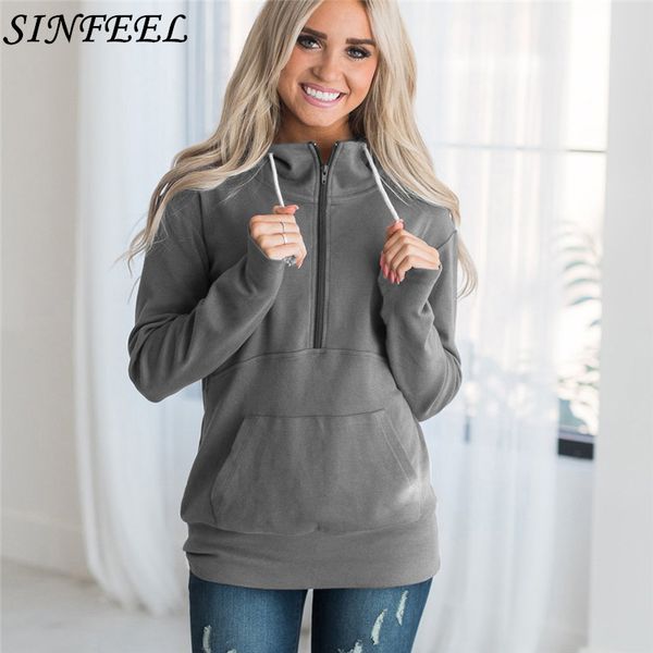 

hoodies sweatshirt women clothing pocket long sleeve zipper hooded pullover sweatshirt female tracksuit streetwear plus size, Black