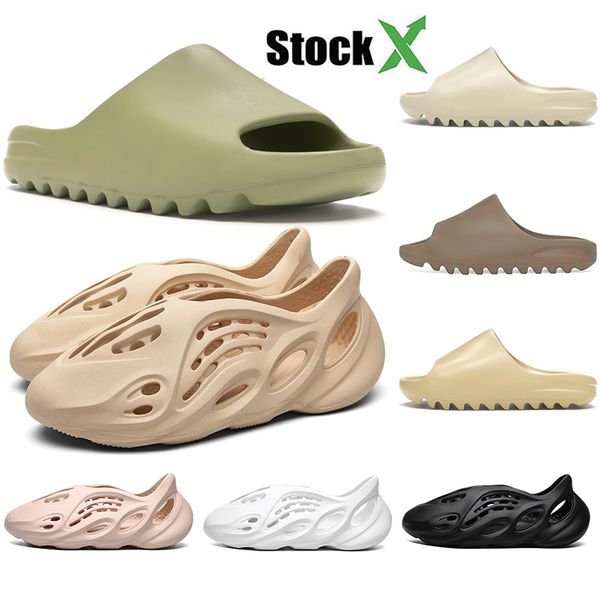 

kanye slides womens mens designer west shoes foam runner childrens plateform sandals kids beach outdoor shoes resin bone sand black