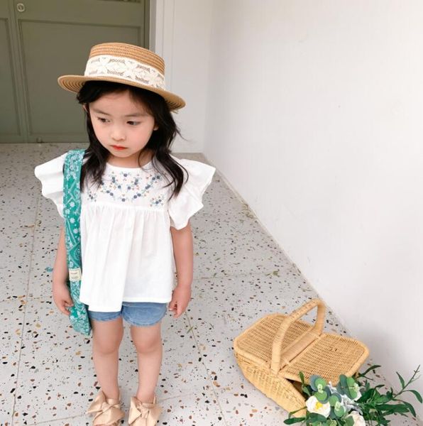

2020 new style girls shirt summer cotton fashion girls blouse 1-6t qh292, White;black