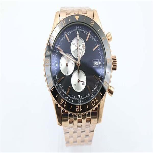 

fine quality rose gold belt quartz chronograph men's wristwatch black face&bezel tis y24310 certified male watch 1884, Slivery;brown