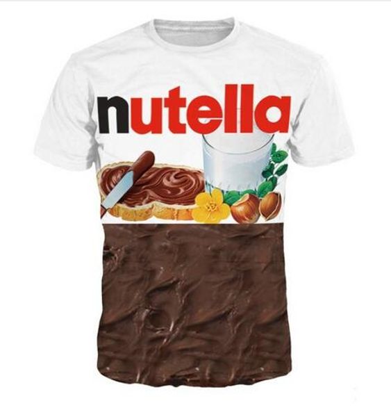 

summer style men/women o-neck short sleeve t-shirt nutella 3d digital print t-shirts for tees shirts loose casual tees r027, White;black
