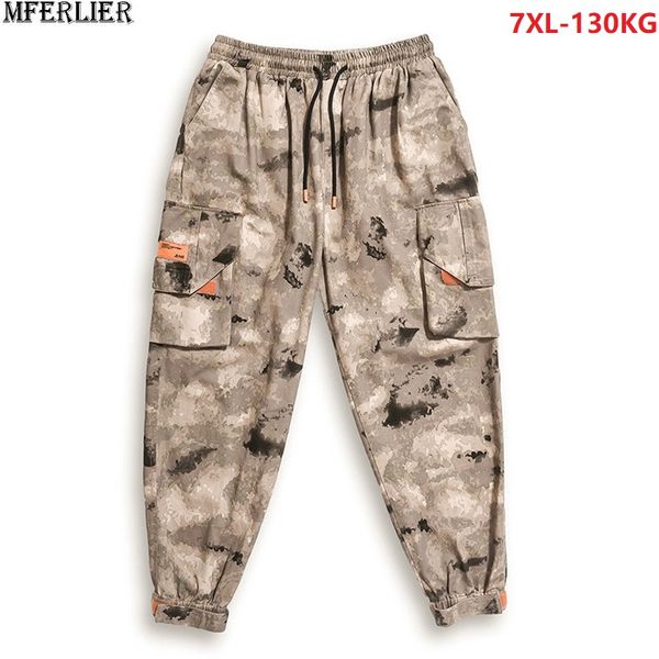 

summer men cargo pants camouflage out door pants pocket mens high street khaki cool hipster plus size big 6xl 7xl 48, Black