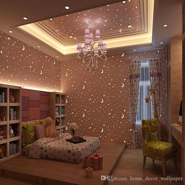 

children romm wall paper 3d waterproof wallpaper luminous star fluoresce for walls in rolls for bathrooms kids room for living room