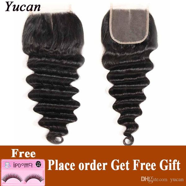

indian human hair lace closure loose deep brazilian malaysian virgin hair 4x4 lace closure natural hairline with baby hair by dhl, Black