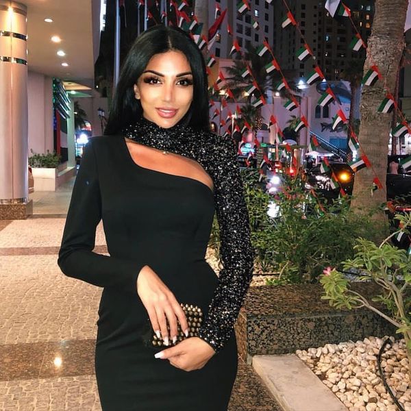 

womens dress hollow club embroidered pullover dress fashion 2020 spring summer one-piece black pink