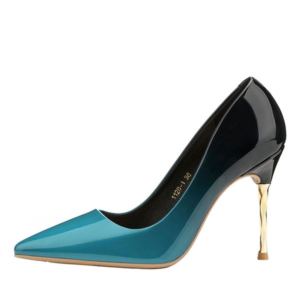 

d&henlu}gradient color women pumps shoes high heels party shoes women pumps heels metal heel stiletto fetish heel, Black