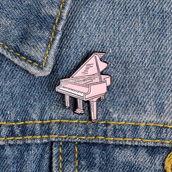 

lovely mini pink piano enamel pins pianist art music concert performer badges brooches hat pin button jewelry gift for friend, Gray