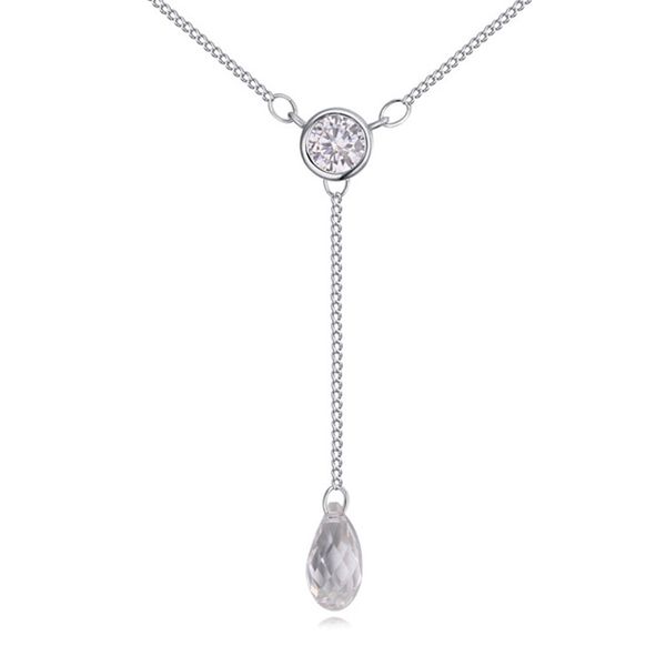 

bohemia infinite necklace long pendant crystal from swarovski maxi collier for women party accessories, Silver