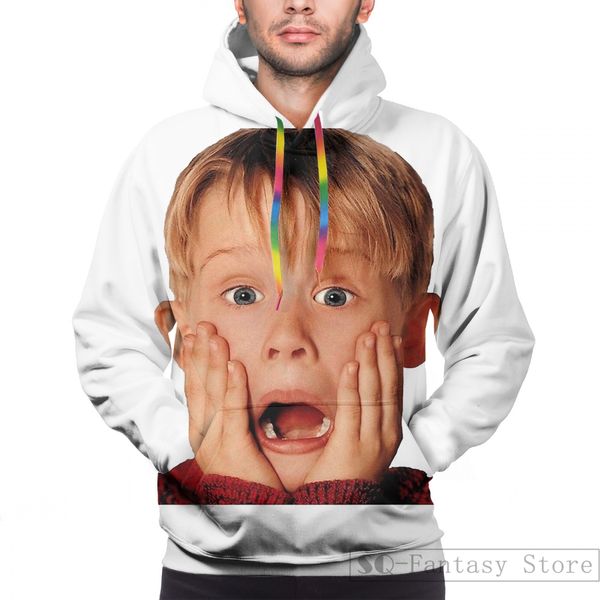 

mens hoodies sweatshirt for women funny macauly culkin from home alone print casual hoodie streatwear, Black