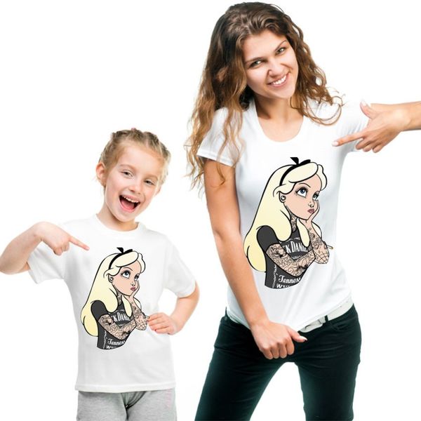 

новая мать и дочь одежда футболка с коротким рукавом рубашка мать дети, Blue