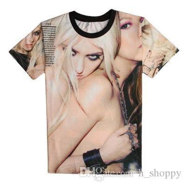 

fashion europe and america 3dt shirt creative beauty milk silk slim short sleeve couple t-shirt size s-5xl, White;black