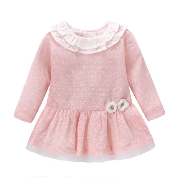 

new 2018 baby girls dress wool knit crochet dress spring autumn cute newborn clothing cartoon long sleeve infant dresses, Red;yellow