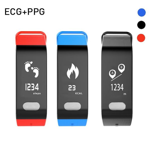 

10x smart bracelet t6 wristband with ecg+ppg medical grade blood pressure heart rate sport smart watch for ios android phone dhl