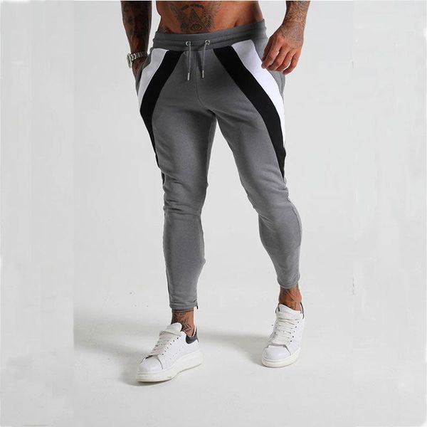 

men's fashion striped track pants jogging men gym fitness training side striped cotton track pants size m-2xl t200422, Black