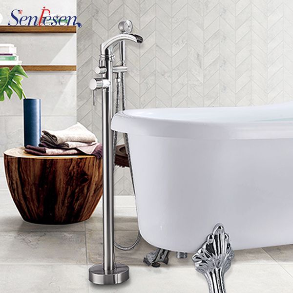 

nickle brushed bronze floor stand bathtub faucets with hand shower floor standing bath faucet single handle mixer tap