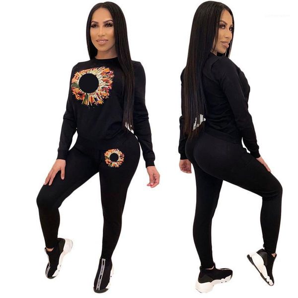 

tracksuits winter long sleeve crew neck 2pcs sets casual skinny black two pieces outfits luxury female clothing ver womens designer, Gray