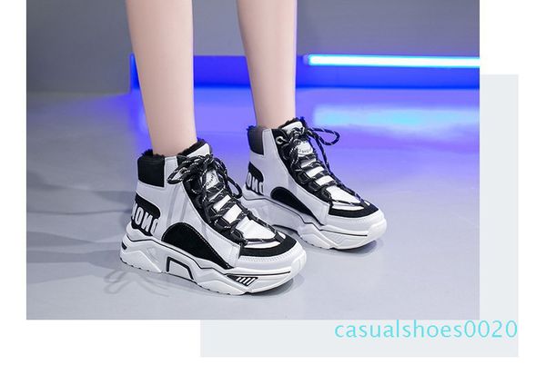 

popular winter women shoes outfit kanye triple popular trend style women girls lady height increasing sports shoes lace up casual c20, Black