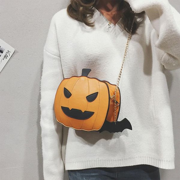 

1pc halloween style women funny pumpkin handbag halloween candy bag little devil shoulder messenger bag