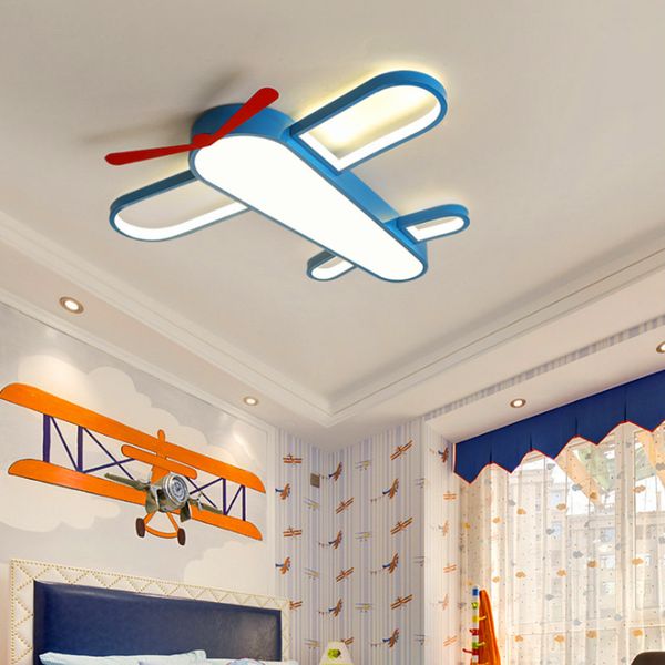 2019 Children S Room Led Ceiling Lamp Warm Cartoon Airplane Bedroom Boys And Girls Room Lamps Eye Protection Dimming Wrought Iron Lights From