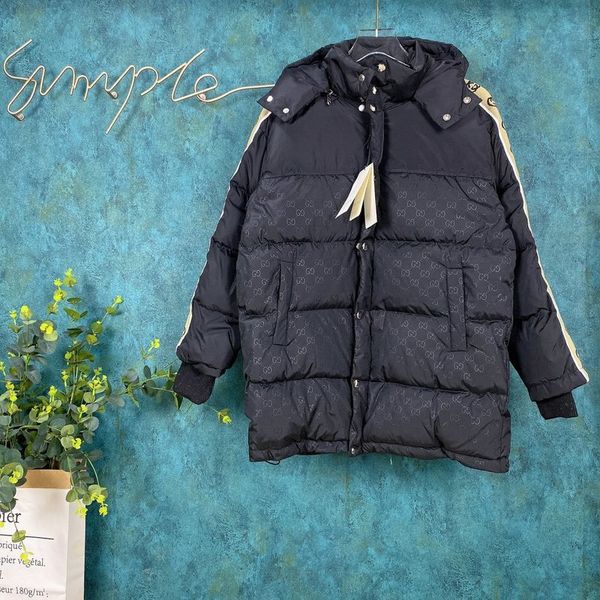 

19fw autumn winter europe france paris fashion glossy letter mens jackets winter warm coat jacquard down jacket high quality, Black