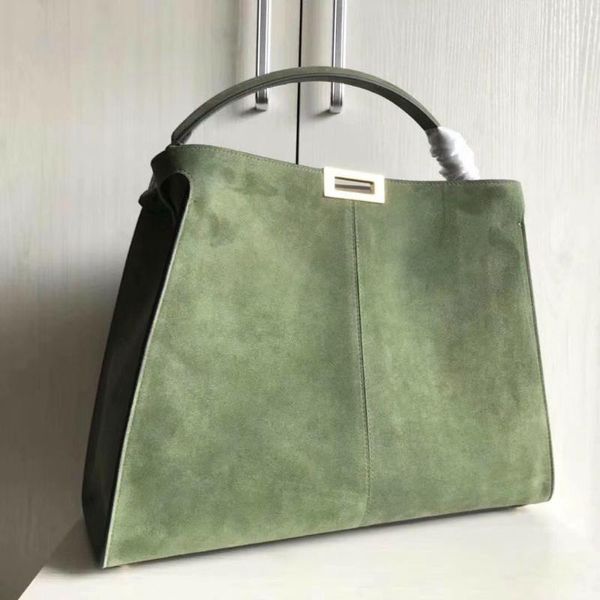 

к 2020 году новые зеленые замшевые блока шерсти peekooo женщин из натуральной кожи сумочка марка сумки большие сумки 43см