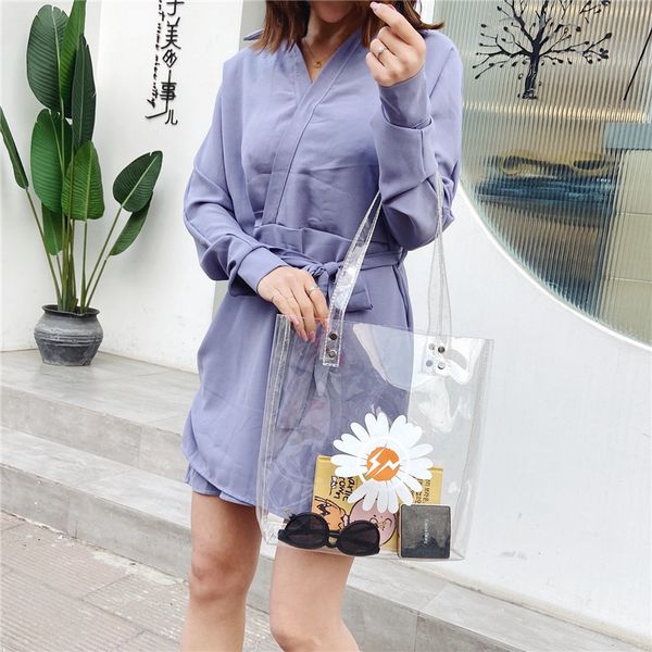 

korean style women's transparent bag summer small daisy jelly bag new tote