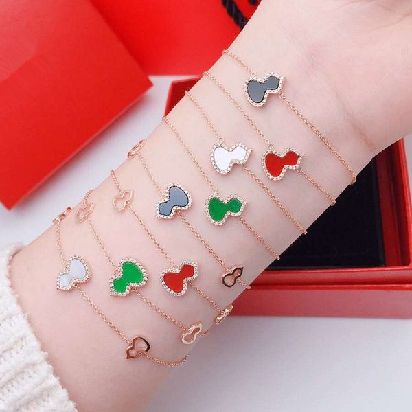 

pure silver 925 jewelry, gourd red agate bracelet, women's fashion brand, chinese style, chalcedony, natural gemstone inlay, Black