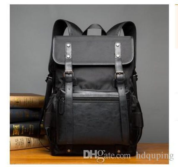 

factory wholesale brand men's bag outdoor leisure canvas man backpack backpack tide simple student bag leather with canvas travel backp