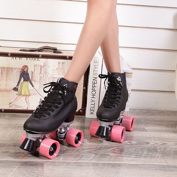 

reniaever women's classic roller skates-black pink skates