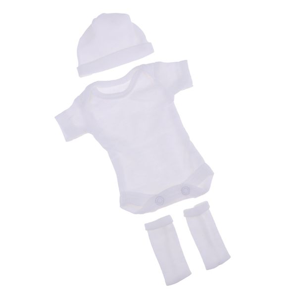 

dolls outfits short sleeve jumpsuit and hat for 26-28cm baby dolls white