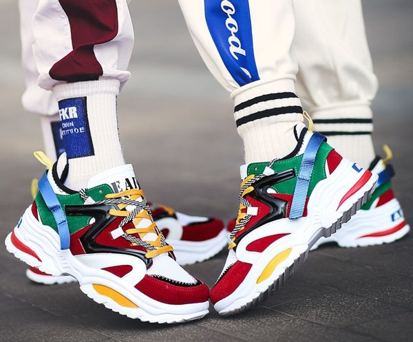 

2019 chain reaction casual designer sneakers sport fashion casual shoes trainer lightweight link-embossed sole, Black