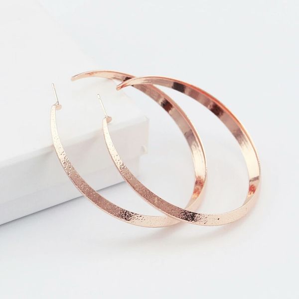 

70mm large hoop earrings for women western simple round nightclub huggie earring exaggerated jewelry 2 colors golden rose gold, Golden;silver