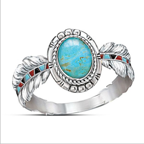 

925 terling ilver turquoi e ring for women with turquoi e tone vintage leaf feather hape turki h jewelry