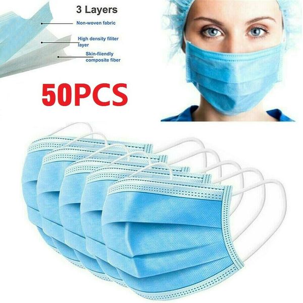 

в наличии!одноразовые маски для лица с эластичной ушной петлей 3 слойные дышащие и удобные для блокировки пыли пакет защиты от загрязнения в